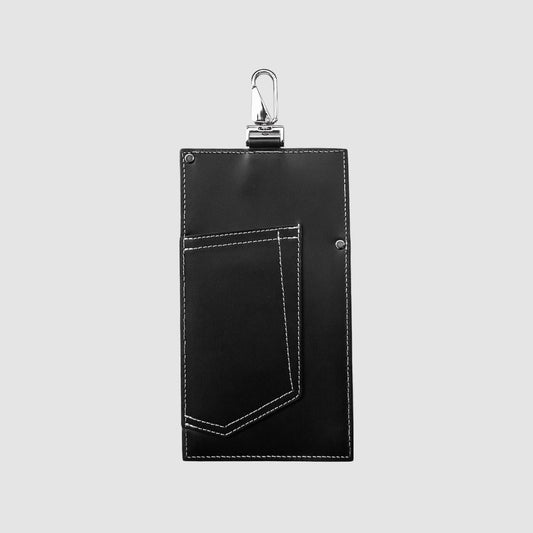 HIDAKA - LEATHER JEANS POCKET(BLACK) ヒダカ レザー ポケット ポーチ ジーンズ ブラック