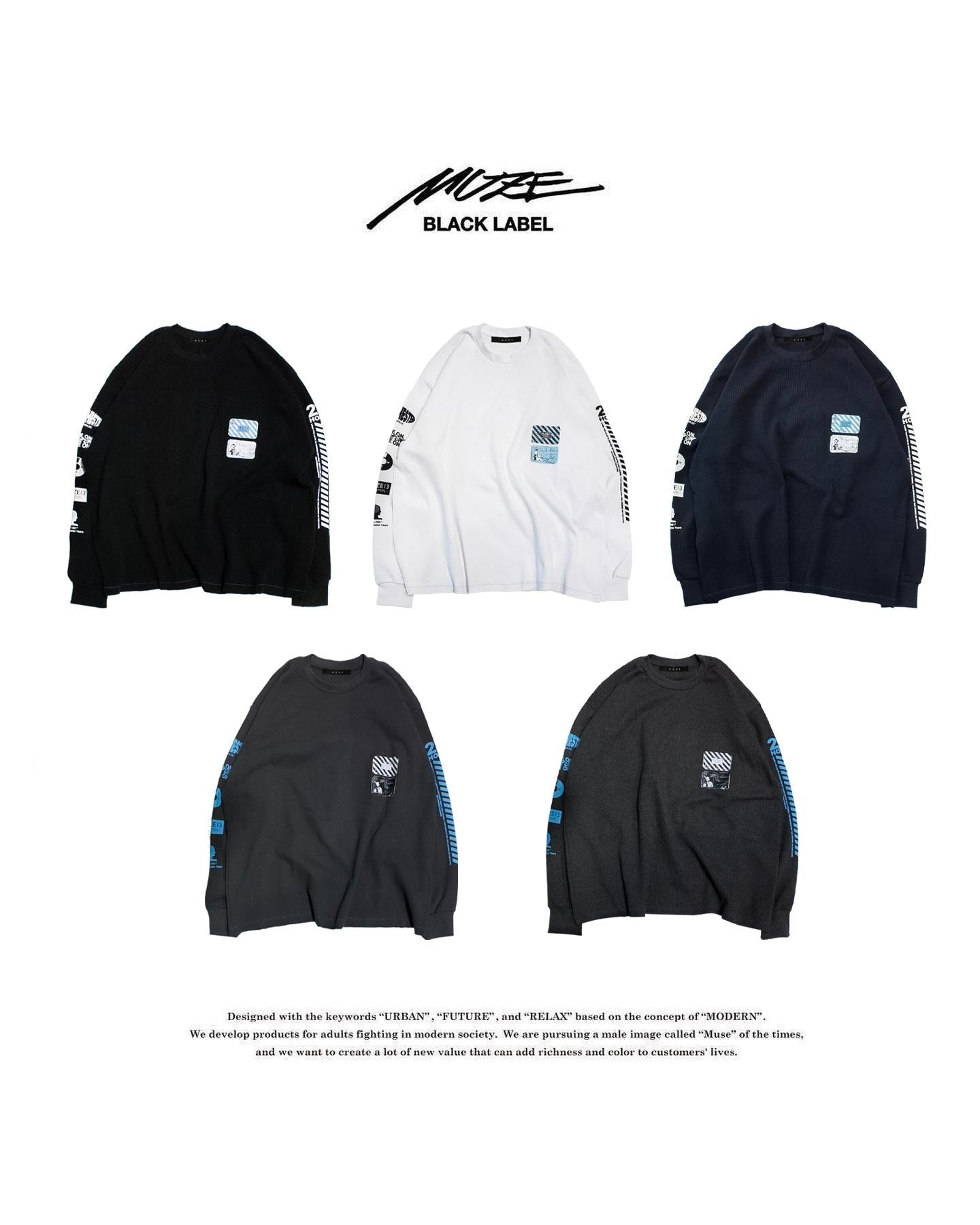 MUZE BLACK LABEL - 24HOUR PARTY PEOPLE THERMAL L/S TEE(WHITE)ミューズ サーマル ロング スリーブ Tシャツ ホワイト