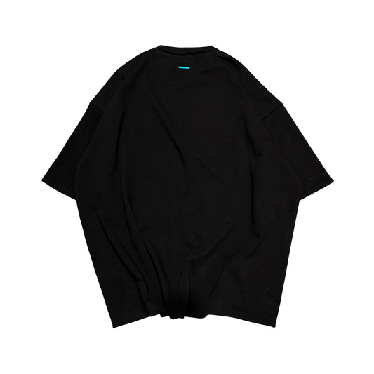 MUZE TURQUOISE LABEL × el conductorH -【Cord Embroidered T-shirt(BONES)(BK × TQ)】 ミューズ コンダクター コード 刺繍 Tシャツ ボーン ブラック ターコイズ