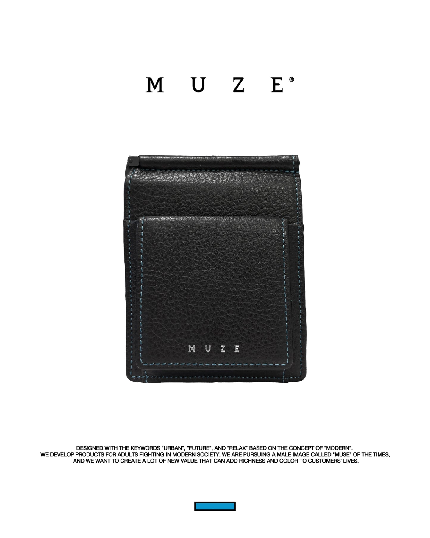 MUZE -【LEATHER MONEY CLIP WALLET(BLACK)】ミューズ レザー マネー クリップ 財布 ブラック