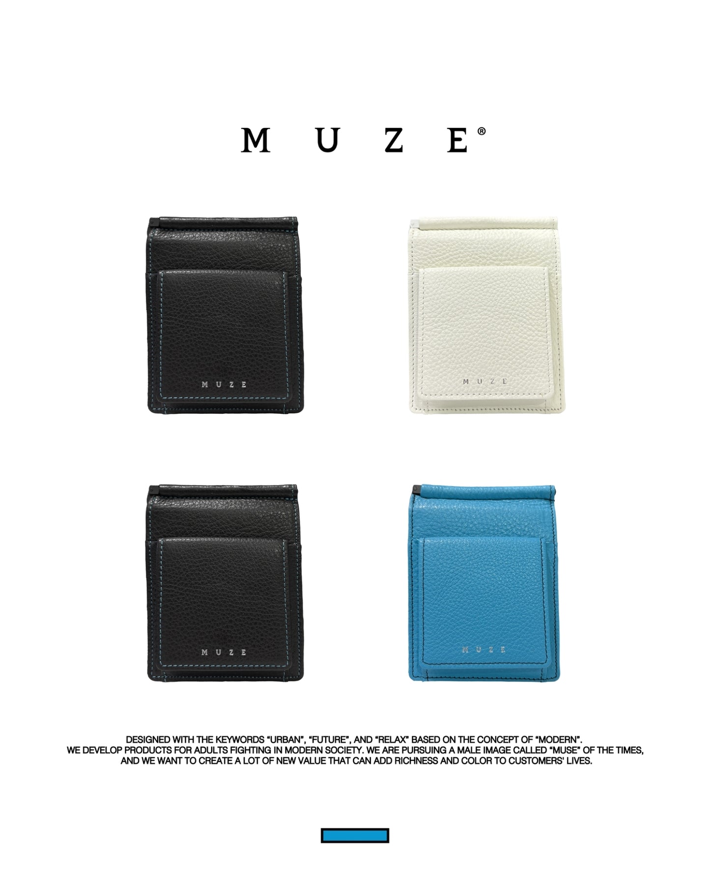 MUZE -【LEATHER MONEY CLIP WALLET(BLACK)】ミューズ レザー マネー クリップ 財布 ブラック