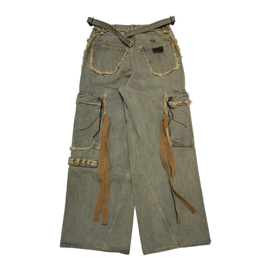 MINUS -【Slash Seam Twist Cargo Jeans(DUST SAX)】マイナス デニム カーゴ ダストグレー サックス