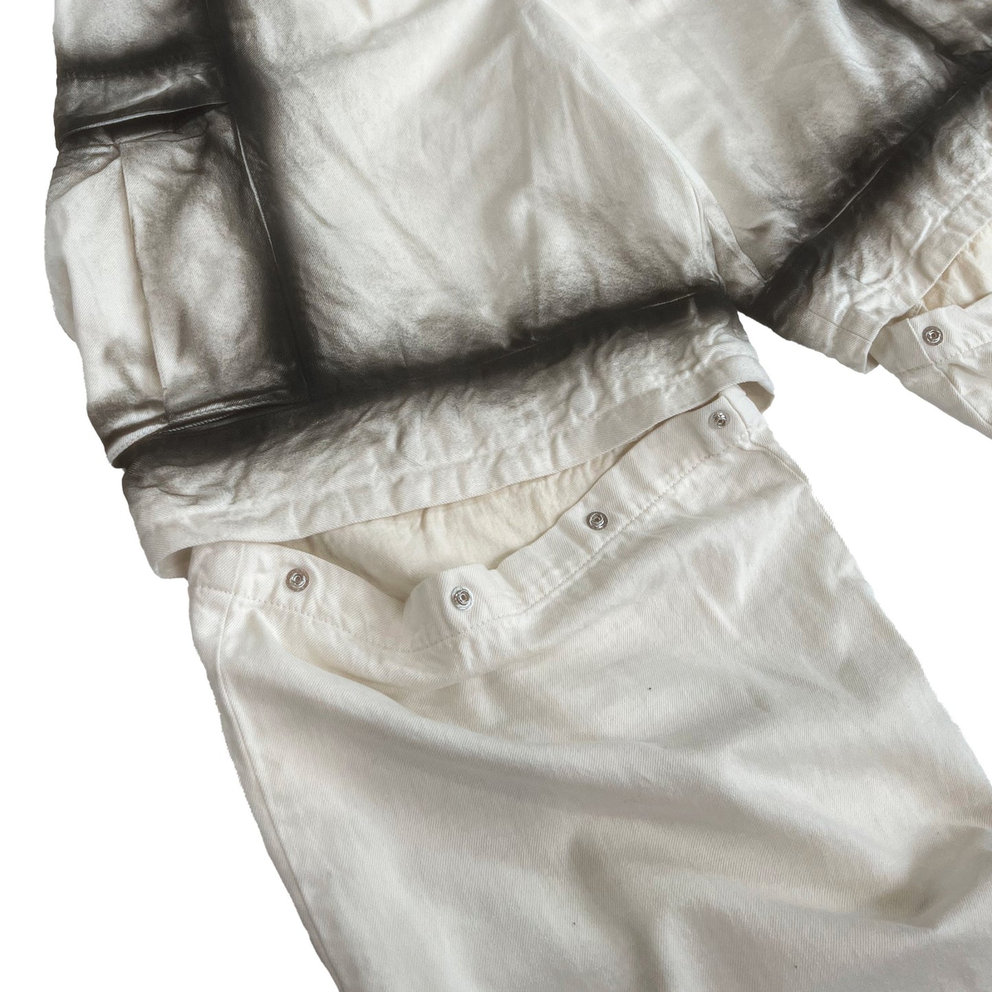 MUZE TURQUOISE LABEL -【2WAY SPRAY DENIM CARGO PANTS(WHITE)】ミューズ スプレー デニム カーゴ パンツ ホワイト