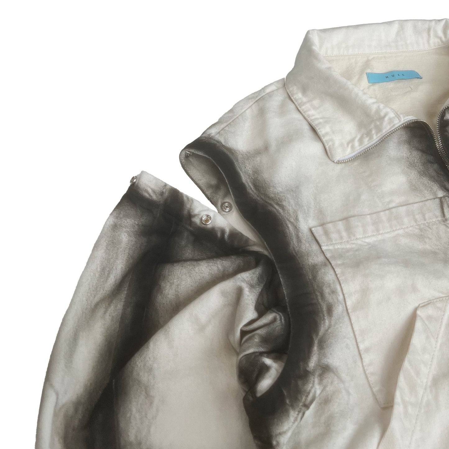 MUZE TURQUOISE LABEL -【2WAY SPRAY DENIM ZIP BLOUSON(WHITE)】ミューズ スプレー デニム ジップ ブルゾン ベスト ホワイト