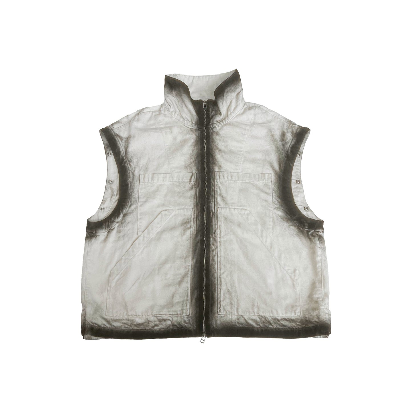 MUZE TURQUOISE LABEL -【2WAY SPRAY DENIM ZIP BLOUSON(WHITE)】ミューズ スプレー デニム ジップ ブルゾン ベスト ホワイト