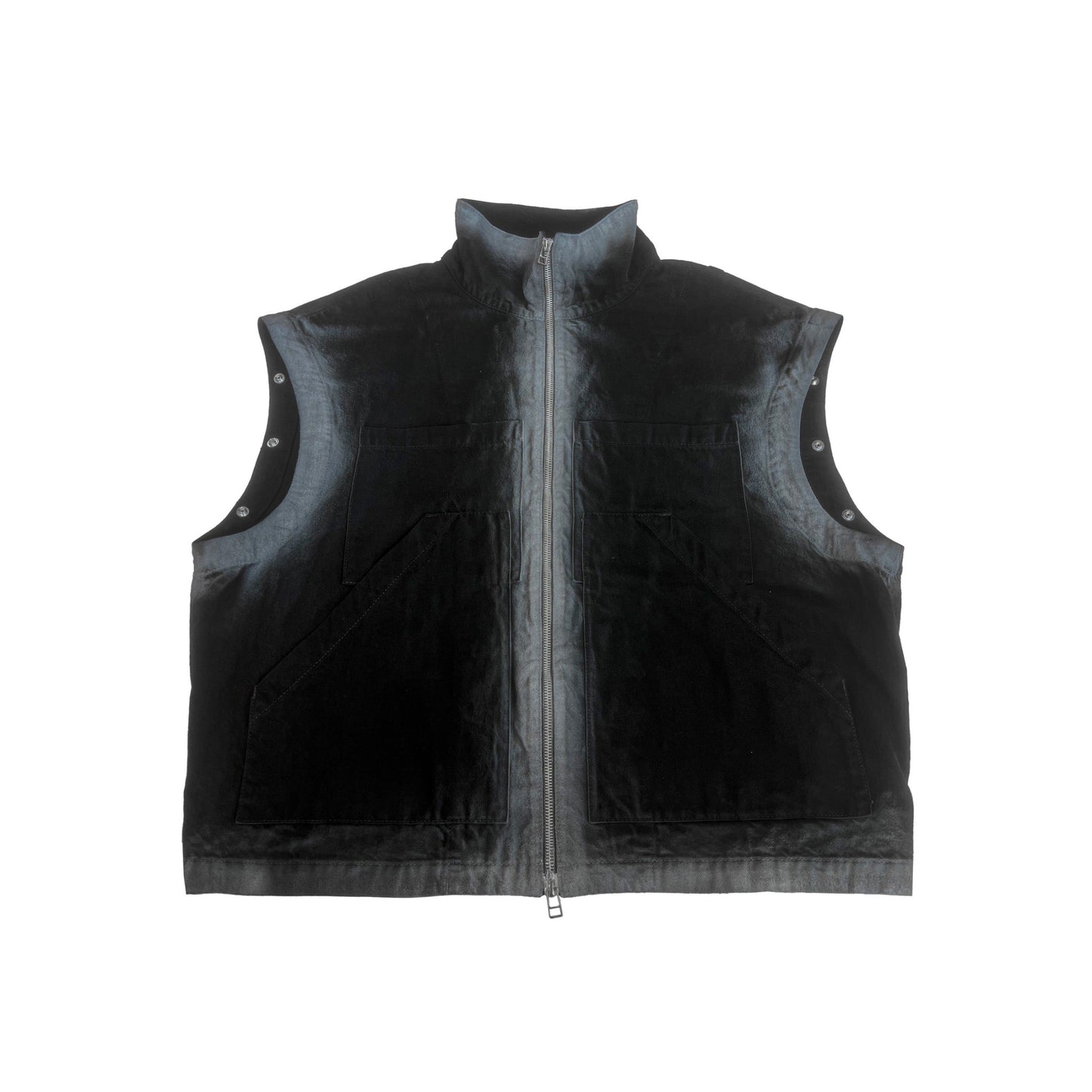 MUZE TURQUOISE LABEL -【2WAY SPRAY DENIM ZIP BLOUSON(BLACK)】ミューズ スプレー デニム ジップ ブルゾン ベスト ブラック