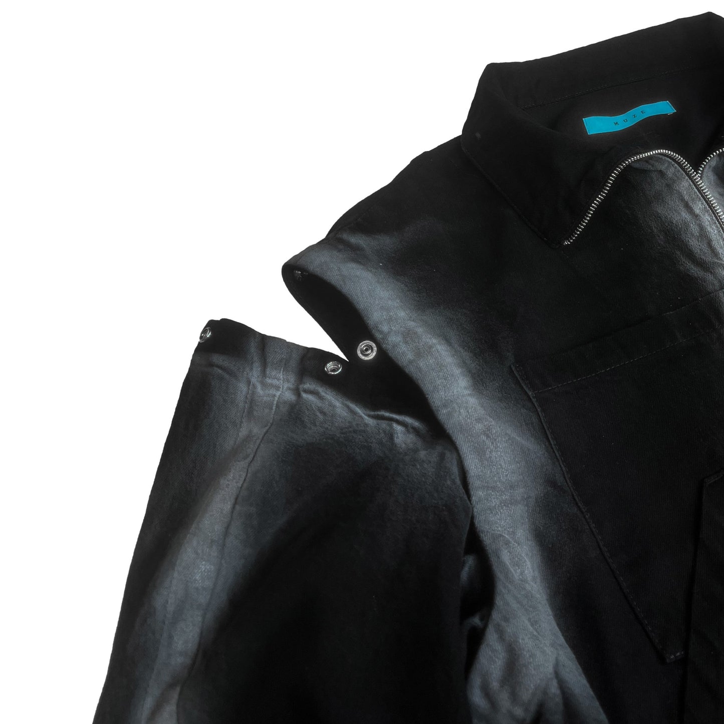 MUZE TURQUOISE LABEL -【2WAY SPRAY DENIM ZIP BLOUSON(BLACK)】ミューズ スプレー デニム ジップ ブルゾン ベスト ブラック