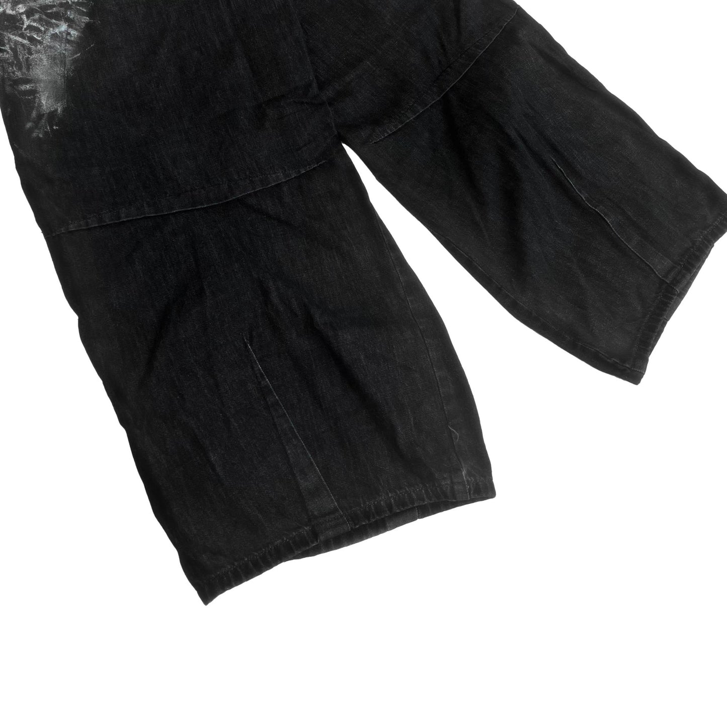 MUZE TURQUOISE LABEL -【FOIL BIOBLEACH DARTS DENIM PANTS(BLACK×WHITE)】ミューズ ダーツデニム 泊プリント バイオブリーチ ブラック ホワイト