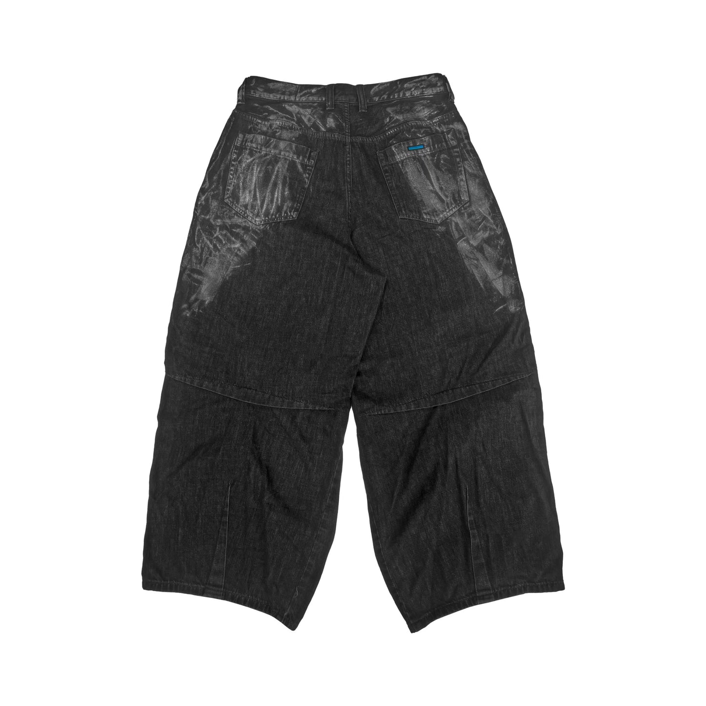 MUZE TURQUOISE LABEL -【FOIL BIOBLEACH DARTS DENIM PANTS(BLACK×WHITE)】ミューズ ダーツデニム 泊プリント バイオブリーチ ブラック ホワイト