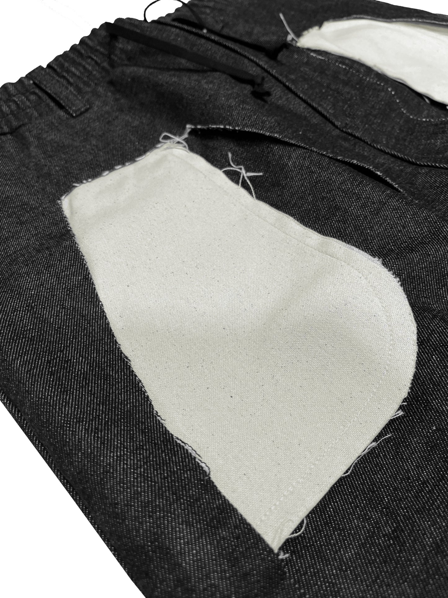 MUZE TURQUOISE LABEL - DENIM 3D TROUSERS(BLACK×WHITE) ミューズ デニム トラウザーズ ブラック ホワイト