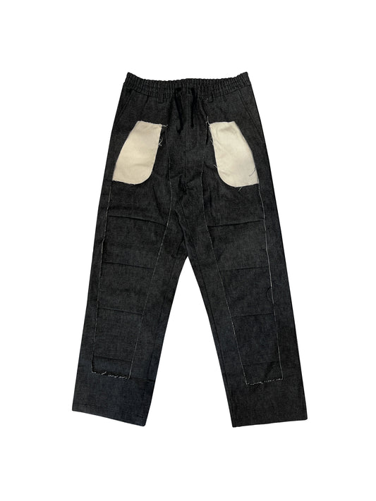 MUZE TURQUOISE LABEL - DENIM 3D TROUSERS(BLACK×WHITE) ミューズ デニム トラウザーズ ブラック ホワイト