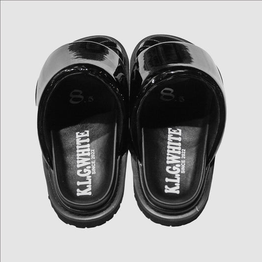 MUZE TURQUOISE LABEL × K.L.G WHITE - MUZE SANDALS SMOOTH(ENAMEL BLACK) ミューズ キッズラブゲイトホワイト サンダル エナメルブラック