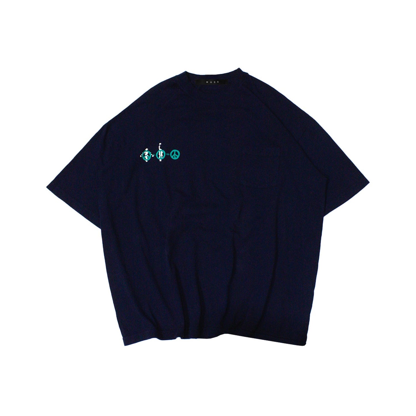 MUZE BLACK LABEL -【MUZE PEACE GARMENT DYE T-SHIRT(DARK NAVY)】ミューズ ピース ガーメントダイ Tシャツ ダーク ネイビー