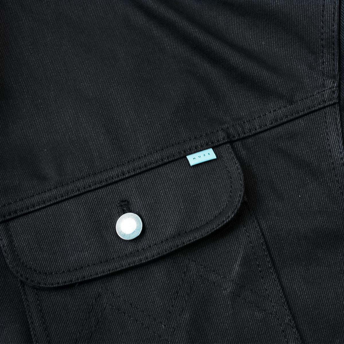 MUZE TURQUOISE LABEL - HEM SLIT WIDE DENIM JACKET(BLACK)ミューズ ヘムスリット デニム ジャケット ワイド ブラック