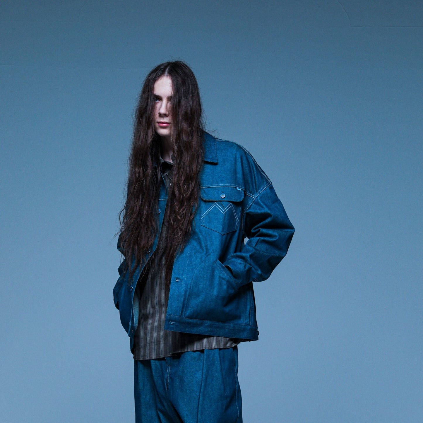 MUZE TURQUOISE LABEL - HEM SLIT WIDE DENIM JACKET(INDIGO)ミューズ ヘムスリット デニム ジャケット ワイド インディゴ