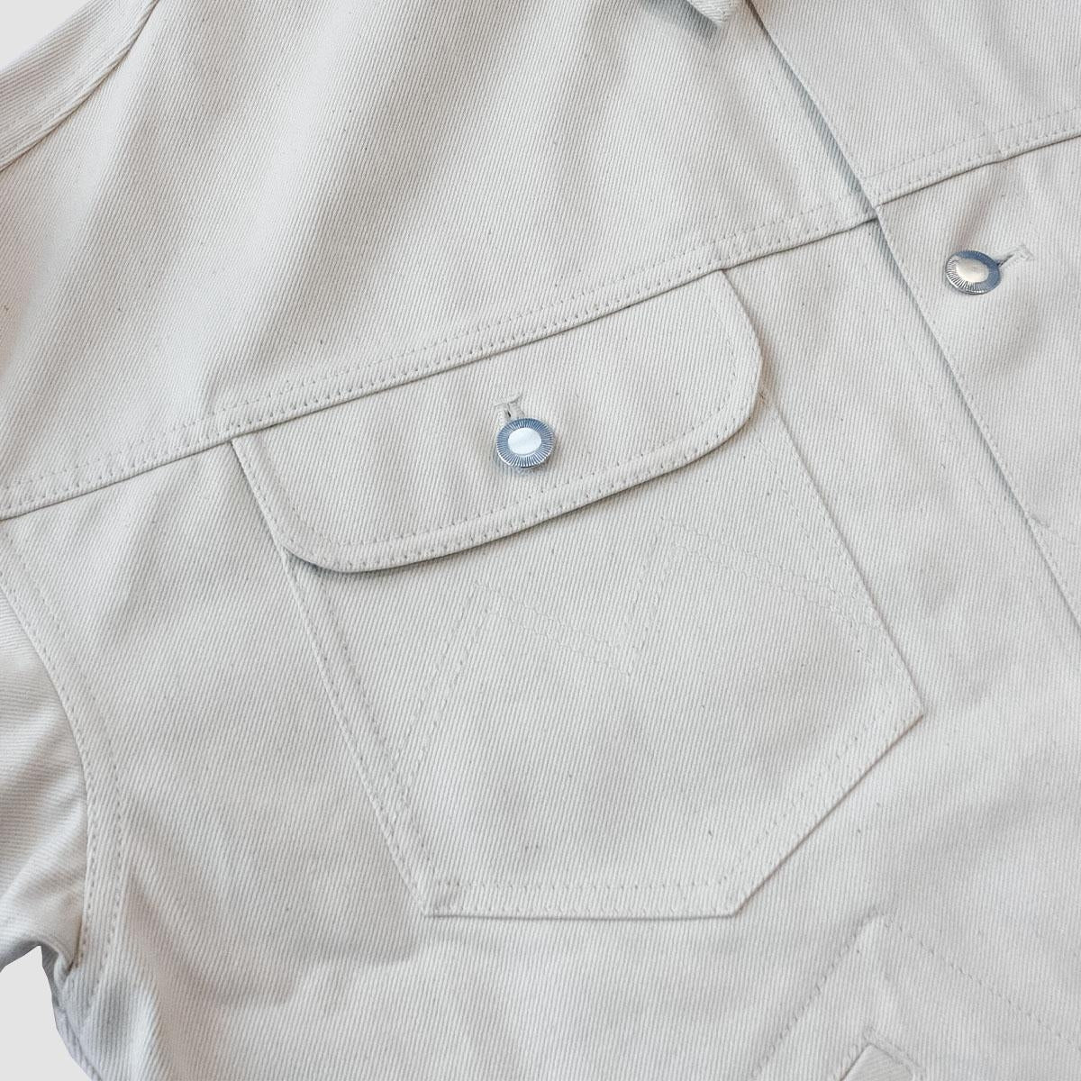 MUZE TURQUOISE LABEL - HEM SLIT WIDE DENIM JACKET(WHITE)ミューズ ヘムスリット デニム ジャケット ワイド ホワイト