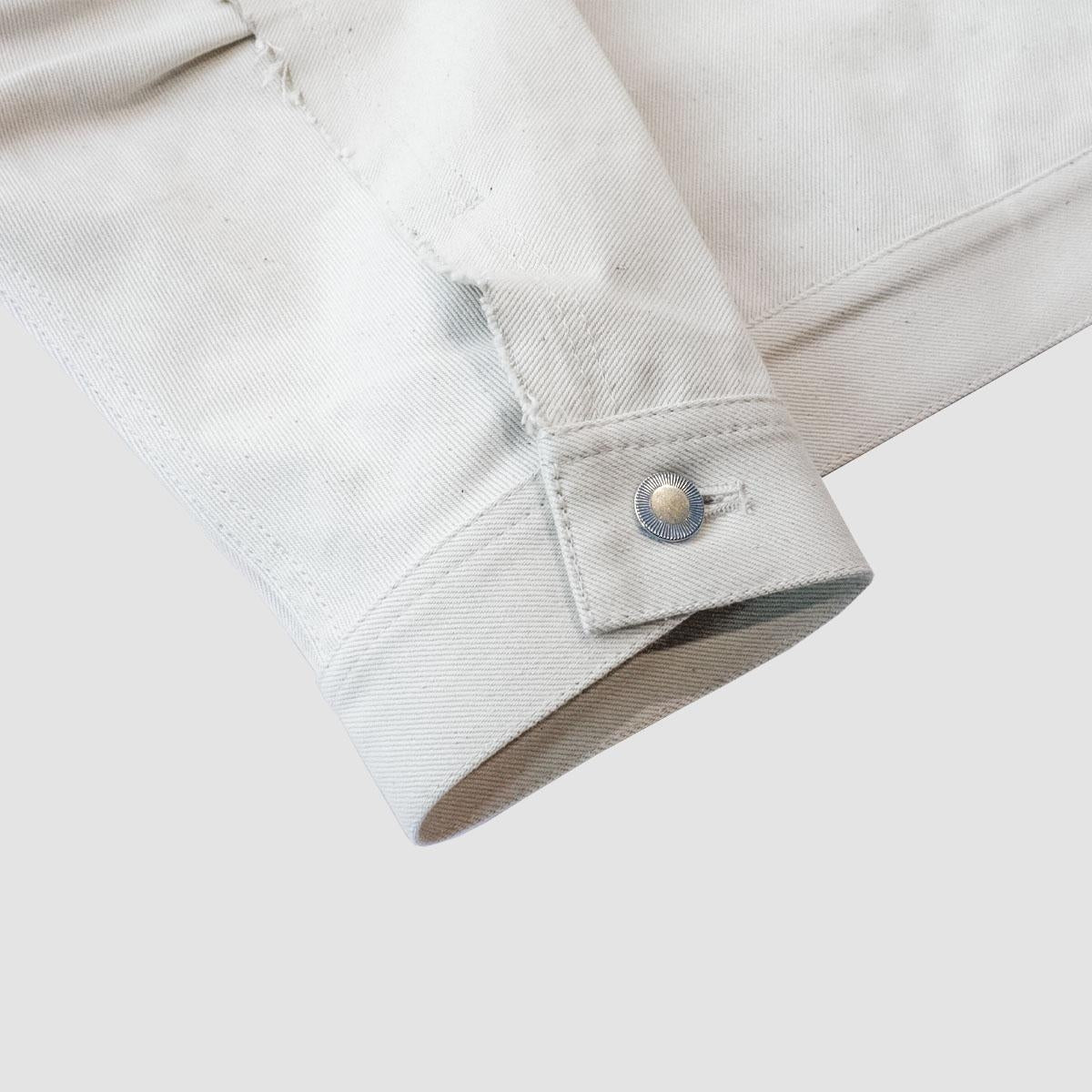 MUZE TURQUOISE LABEL - HEM SLIT WIDE DENIM JACKET(WHITE)ミューズ ヘムスリット デニム ジャケット ワイド ホワイト