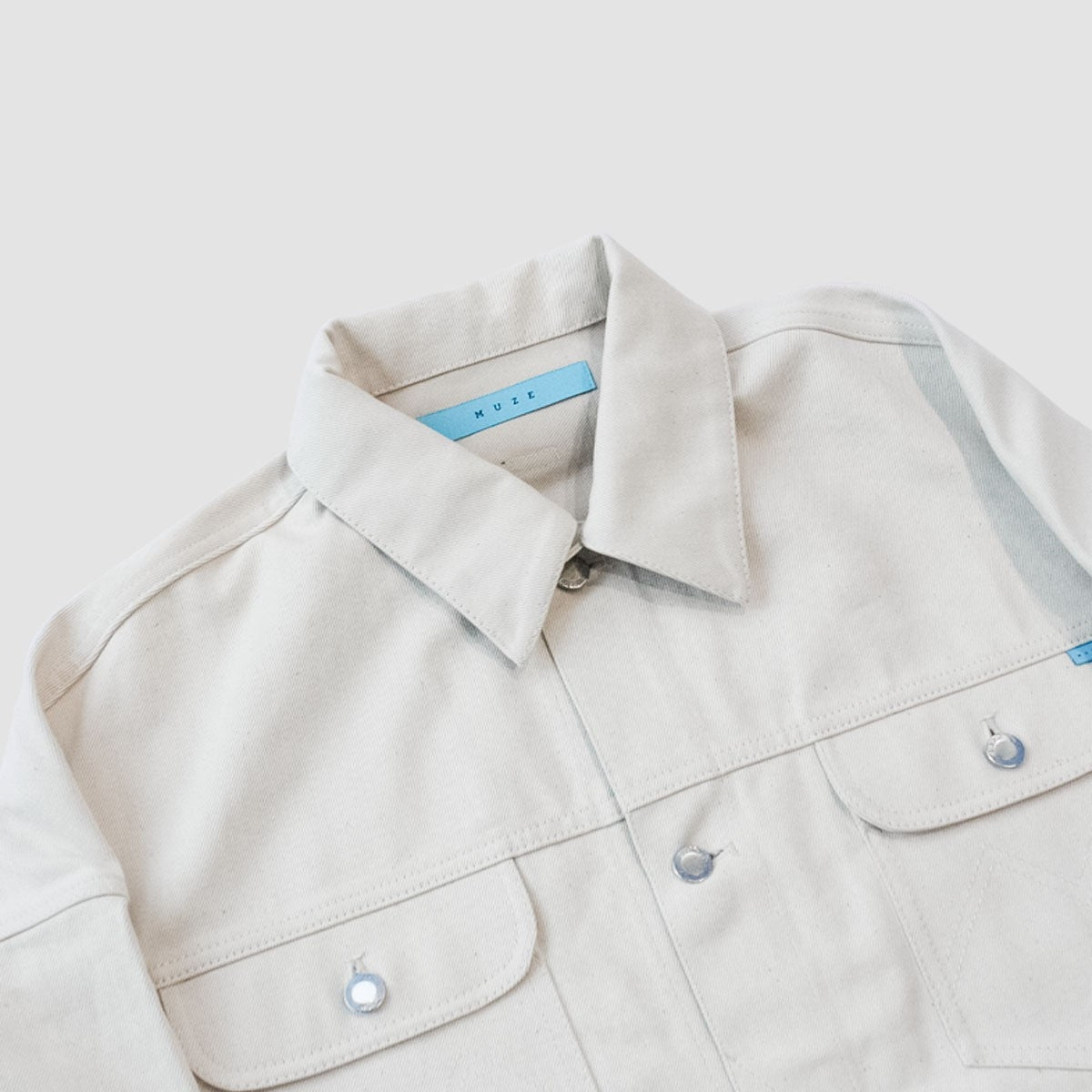MUZE TURQUOISE LABEL - HEM SLIT WIDE DENIM JACKET(WHITE)ミューズ ヘムスリット デニム ジャケット ワイド ホワイト