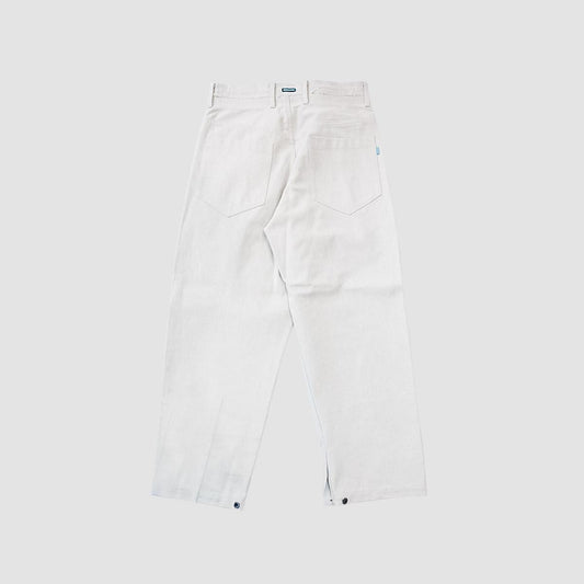 MUZE TURQUOISE LABEL - HEM SLIT WIDE DENIM TROUSERS(WHITE)ミューズ ヘムスリット デニム トラウザー ワイド ホワイト