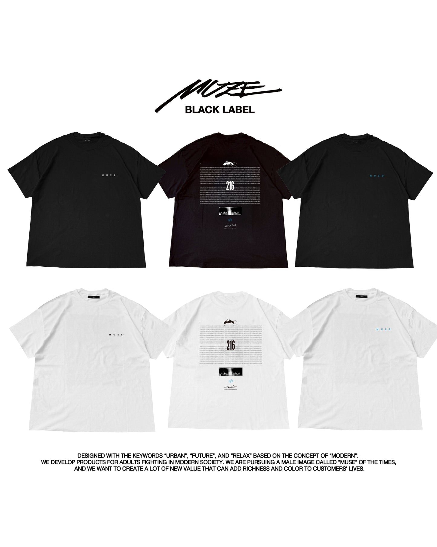 MUZE BLACK LABEL -【EUCLID T-SH(BLACK×TURQUOISE)】ミューズ ユークリッド Tシャツ ブラック ターコイズ