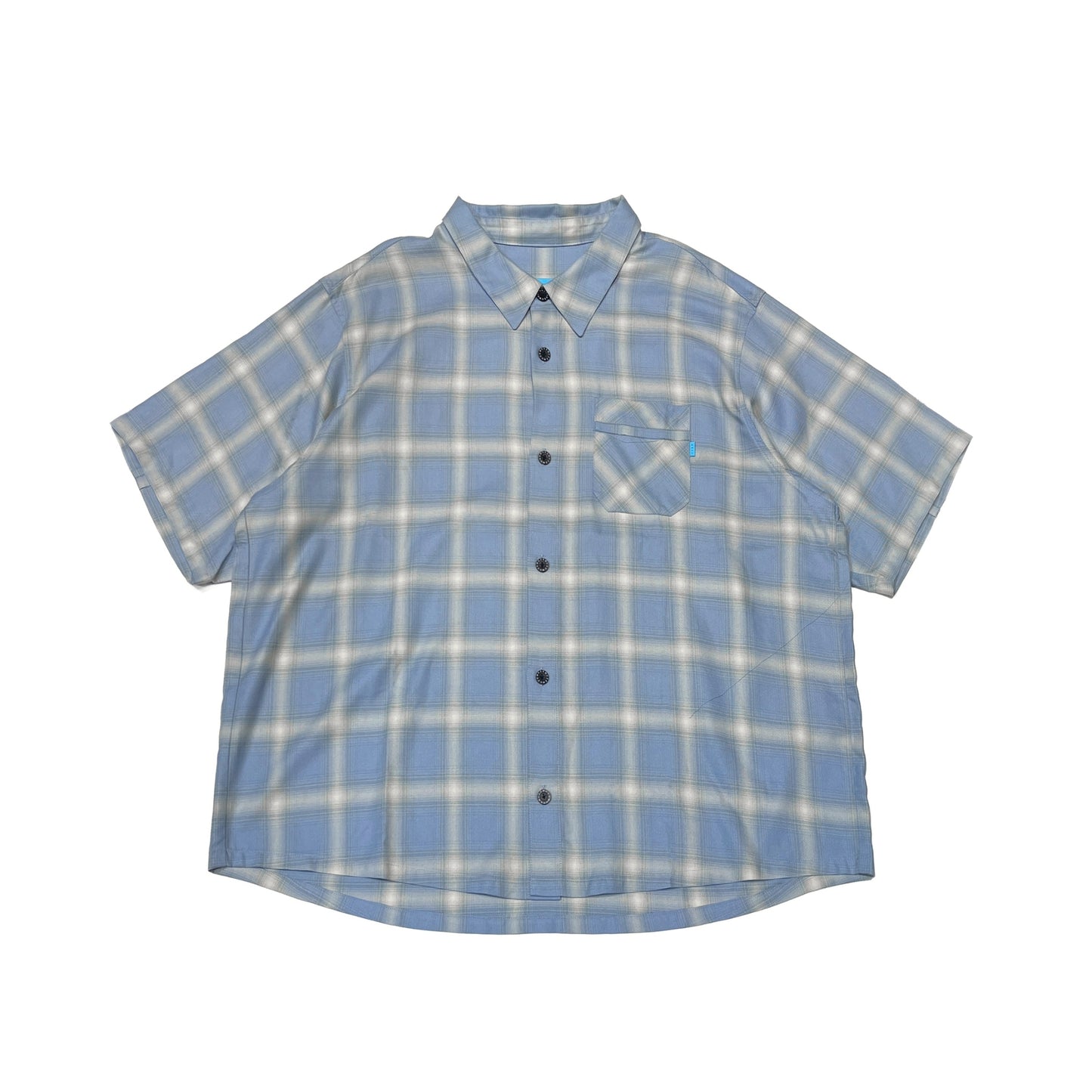 MUZE TURQUOISE LABEL - 【RAYON OMBRE CHECK SHORT SLEEVE SH(BLUE)】ミューズ レーヨン オンブル チェック ショート スリーブ シャツ ブルー