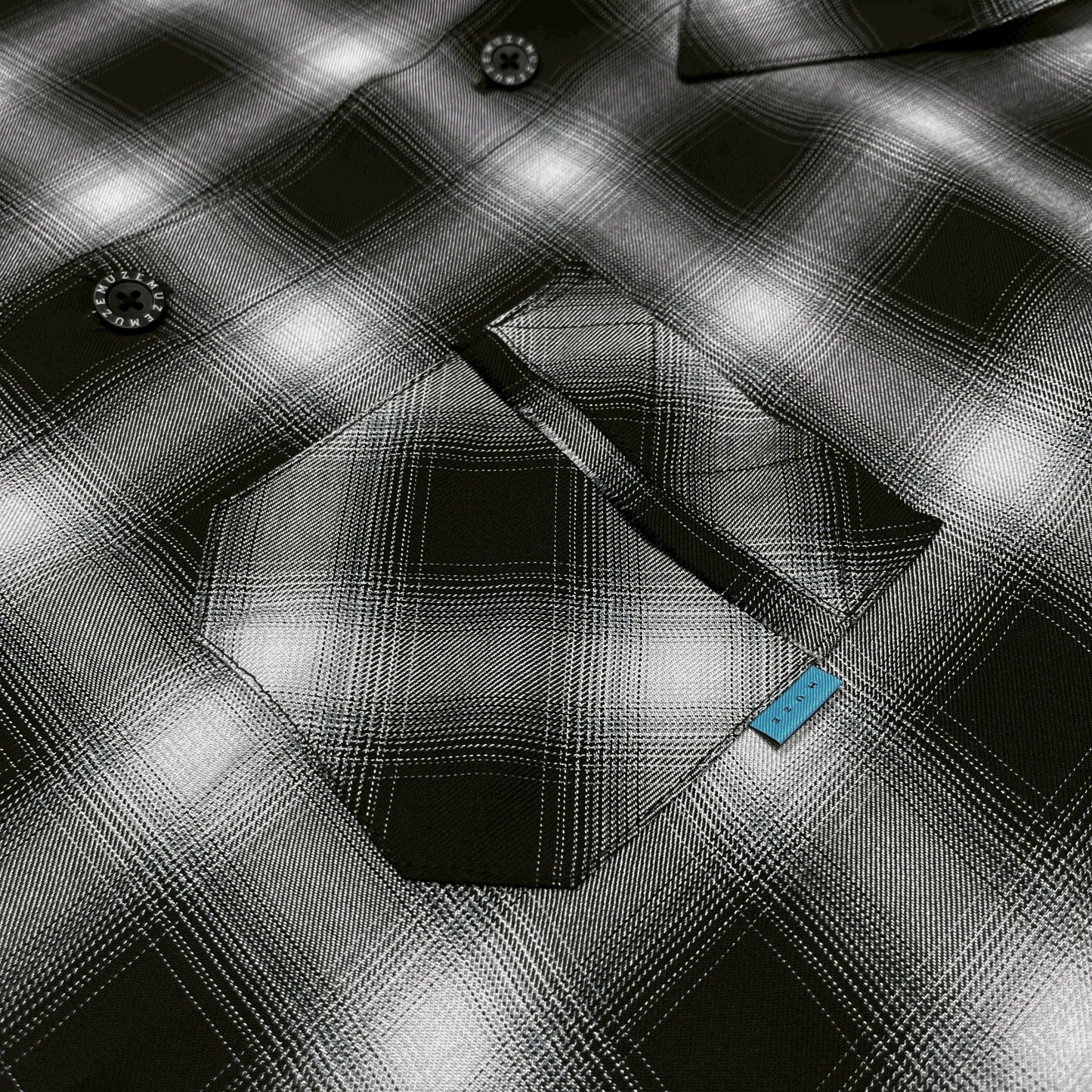 【受注】MUZE TURQUOISE LABEL - 【RAYON OMBRE CHECK SHORT SLEEVE SH(BLACK)】ミューズ レーヨン オンブル チェック ショート スリーブ シャツ ブラック