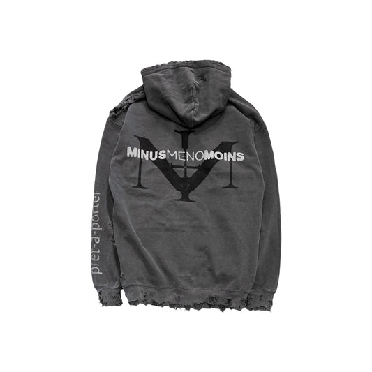 RESTOCK/MINUS -【Bootleg Zip Up Hoodie With Damaged(SIN)(AGED BLACK)】マイナス ジップ フーディー ブラック