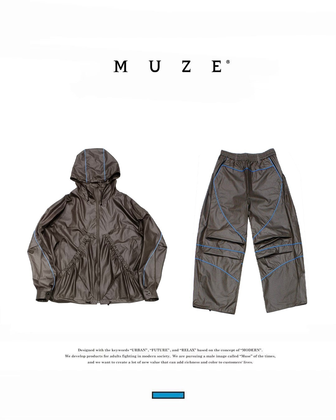 MUZE TURQUOISE LABEL - PIPING HOOD BLOUSON(BROWN) ミューズ パイピング フード ブルゾン ブラウン