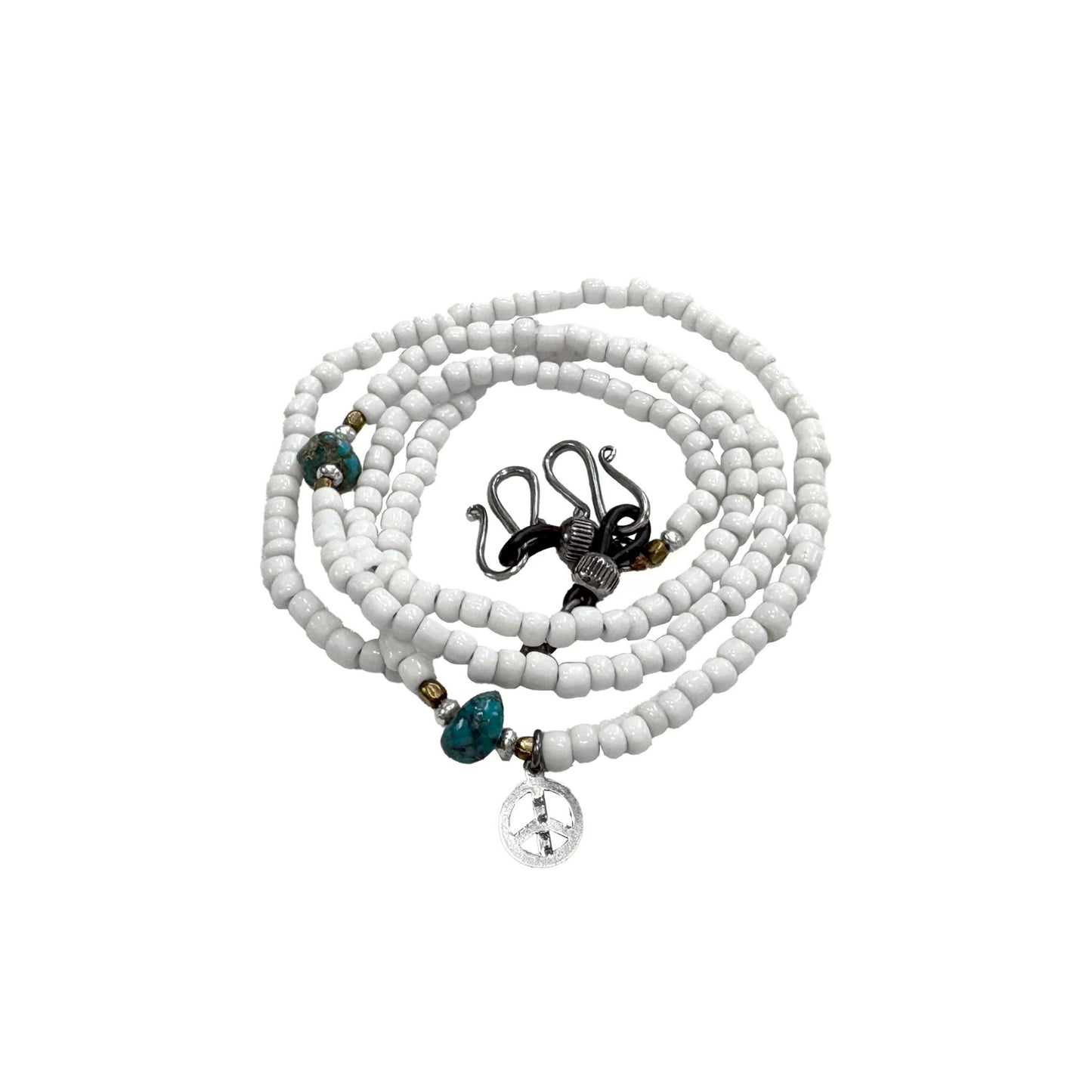 MUZE TURQUOISE LABEL × SunKu -【BEADS GLASS HOLDER & NECKLACE & BRACELET(WHITE)】ミューズ サンク ビーズ グラスホルダー ネックレス ブレスレット ホワイト