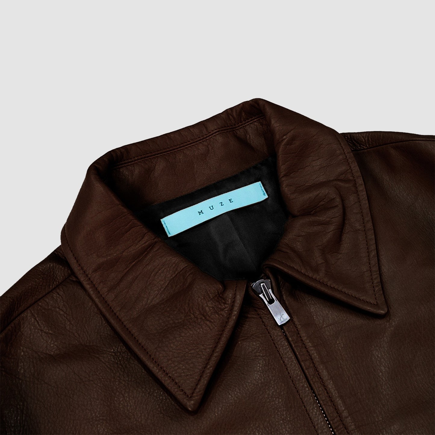 MUZE TURQUOISE LABEL - OVERSIZED LEATHER BLOUSON(BROWN)ミューズ オーバーサイズ ビッグ ブルソン レザー ブラウン