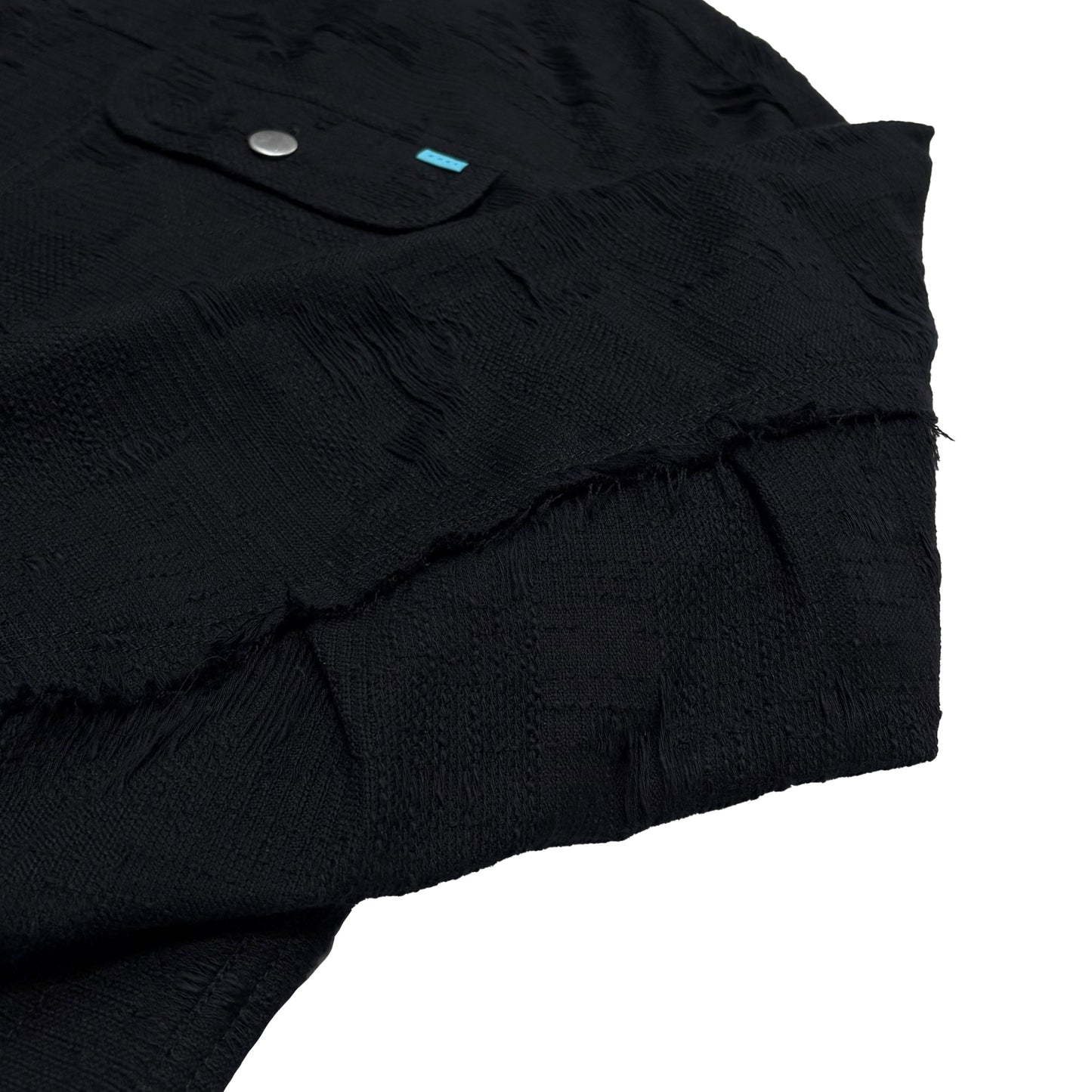 MUZE TURQUOISE LBEL ×MINUS -【CUT JACQUARD HEM SLIT JACKET(BLACK)】ミューズ マイナス スリット ジャケット カットジャガード ブラック