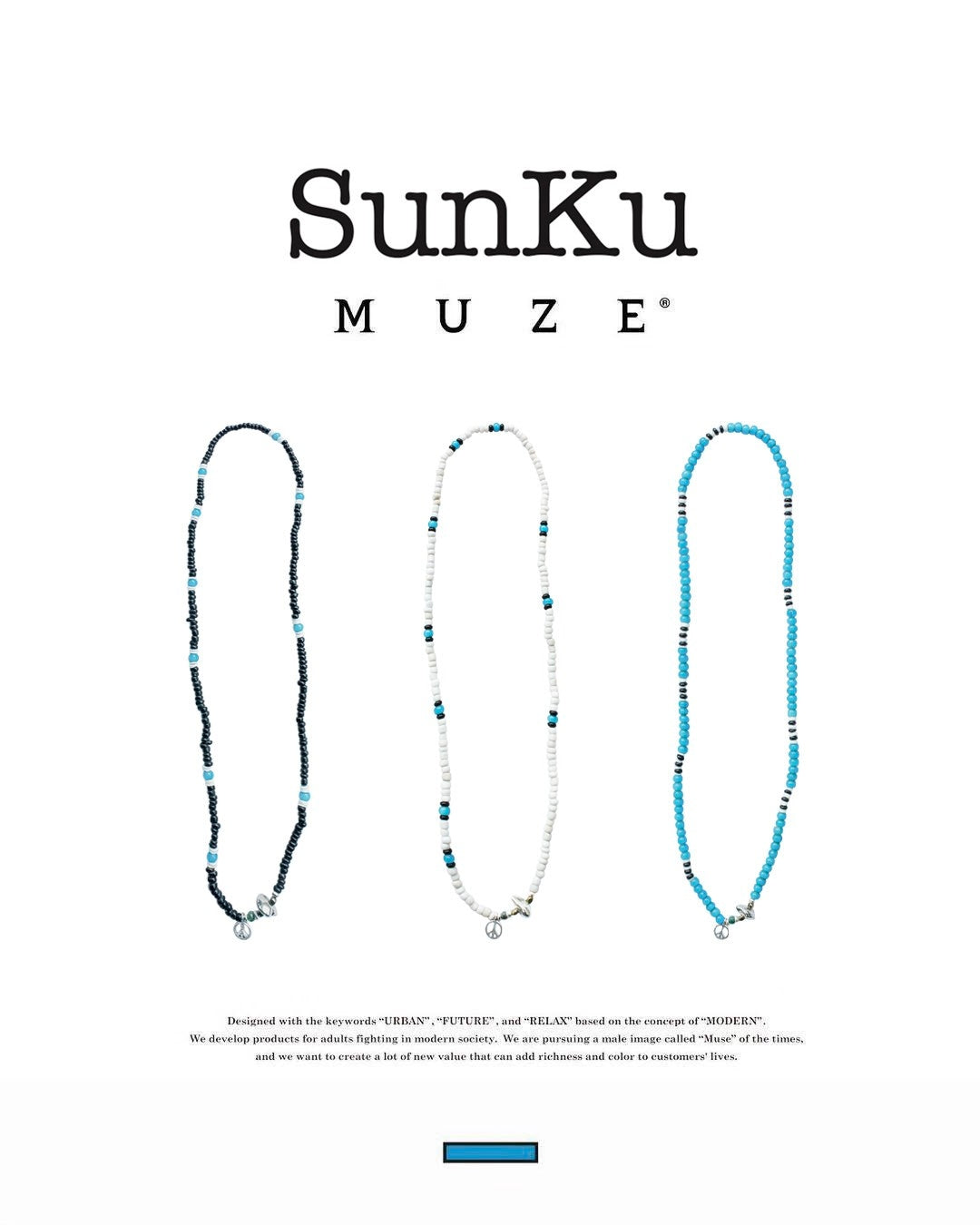 MUZE TURQUOISE LABEL - ×SunKu PEACE 2way BEADS CODE(NECKLACE/BRACELET)(WHITE)ミューズ 2023年秋冬 サンク ビーズ ネックレス ブレスレット ピース ホワイト