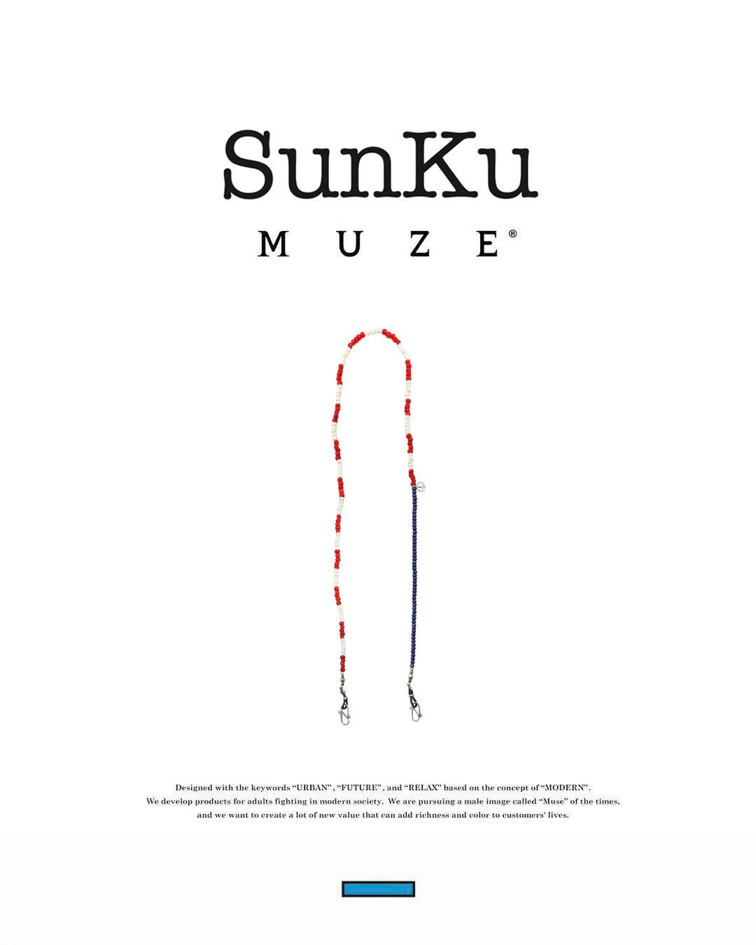 MUZE TURQUOISE LABEL - ×SunKu PEACE 4way LAPIS LAZULI & BEADS CODE(GRASS/MASK/NECKLACE/BRACELET)(AMERICAN FRAG)ミューズ サンク ビーズ ネックレス ブレスレット グラス マスク コード ラピスラズリ 星条旗