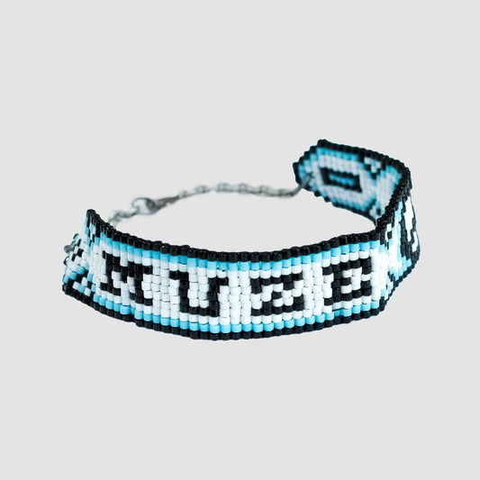 MUZE TURQUOISE LABEL - ×SunKu MUZE PEACE LOGO BEADS BRACELET(WHITE)ミューズ サンク ピース ロゴ ビーズ ブレスレット ホワイト