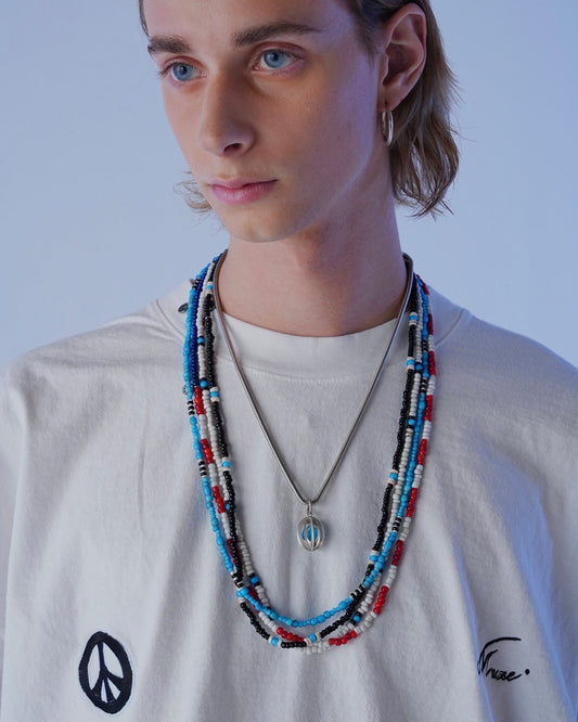 MUZE TURQUOISE LABEL - ×SunKu PEACE 4way LAPIS LAZULI & BEADS CODE(GRASS/MASK/NECKLACE/BRACELET)(AMERICAN FRAG)ミューズ サンク ビーズ ネックレス ブレスレット グラス マスク コード ラピスラズリ 星条旗