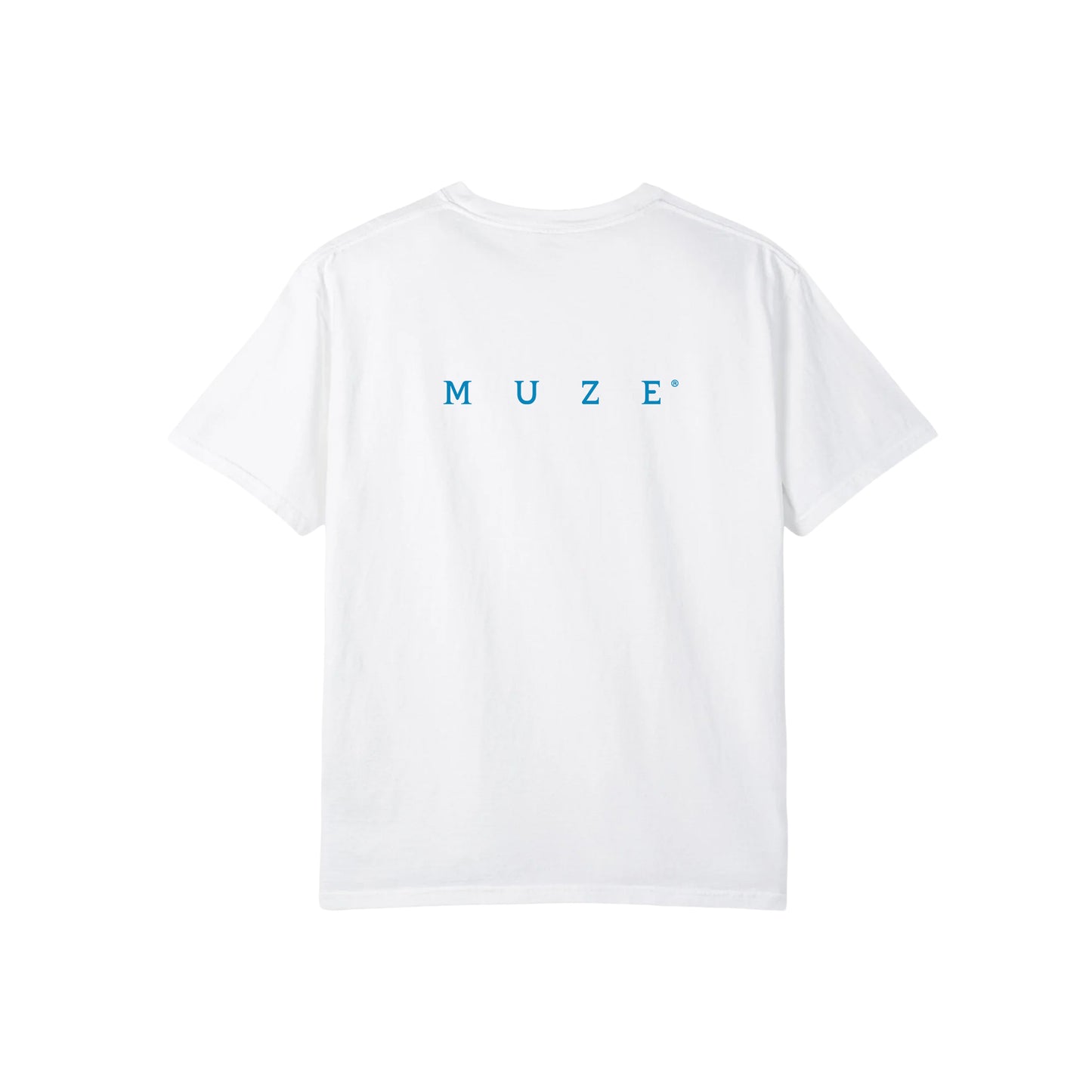 MUZE BLACK LABEL -【25SS MUZE® LOGO T-SHIRT(WHITE×TURQUOISE)】ミューズ ロゴ Tシャツ ホワイト ターコイズ