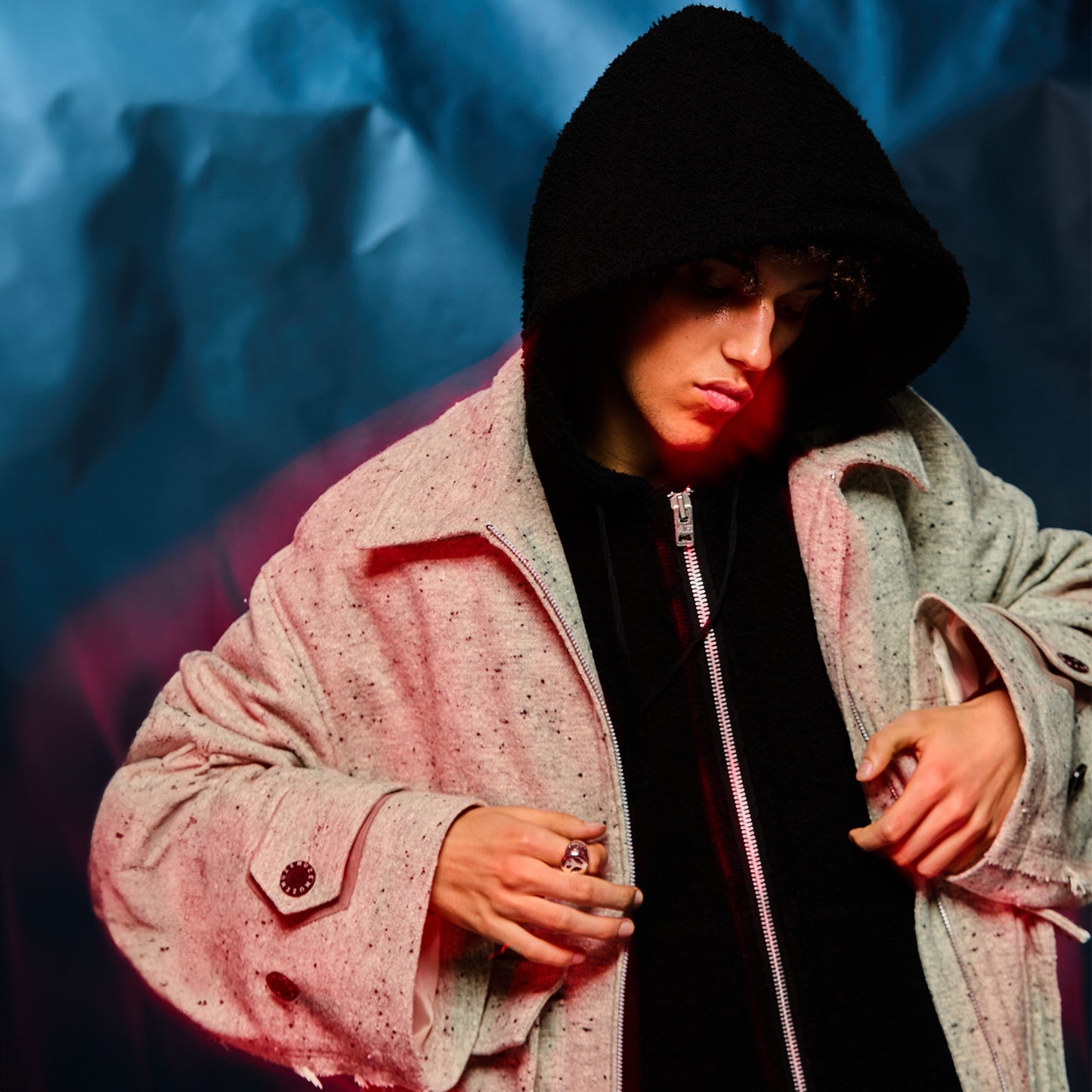 MUZE TURQUOISE LBEL × FACCIES -【LOOPWHEELER SWEAT ZIPUP HOODIE(BLACK)】ミューズ ファッチーズ ジップ パーカー ループウィラー ブラック