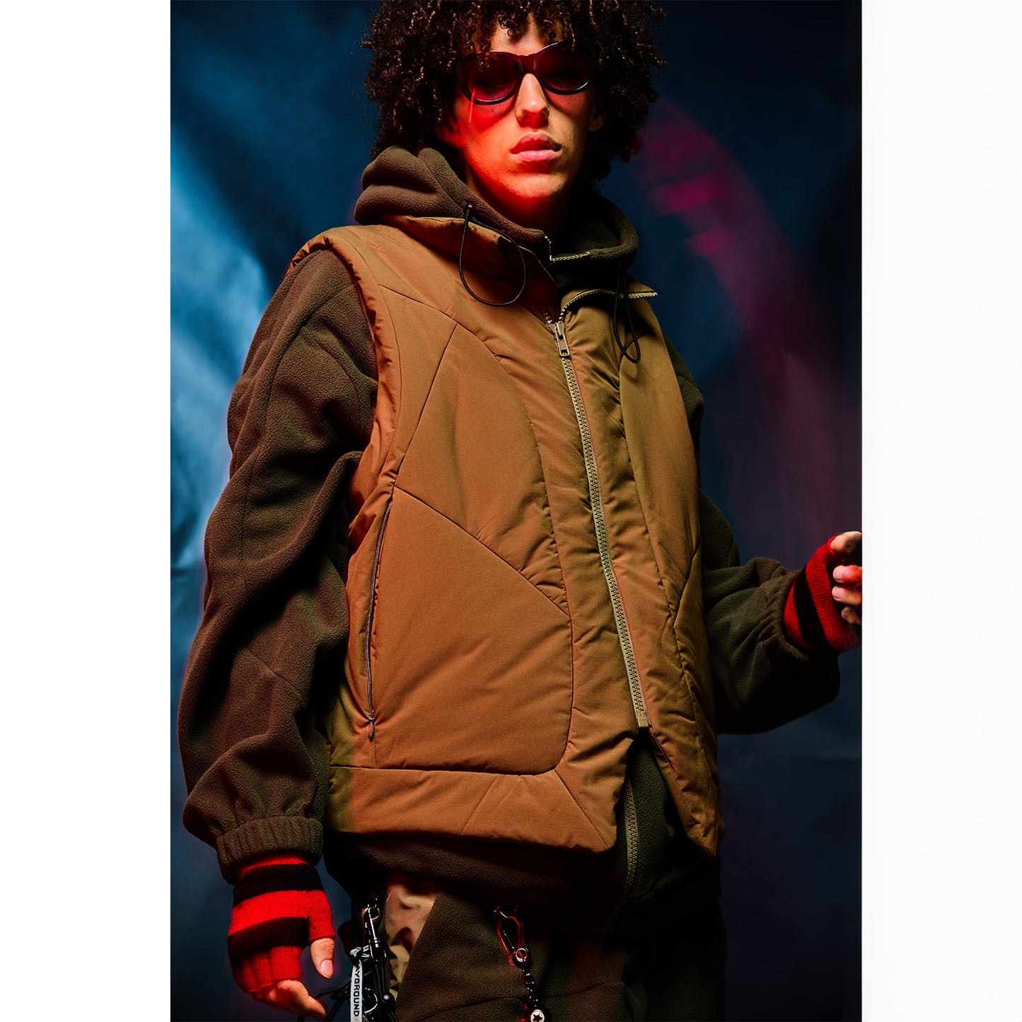 MUZE TURQUOISE LABEL -【PADDED CURVE VEST(KHAKI)】ミューズ パデット カーブ ベスト カーキ