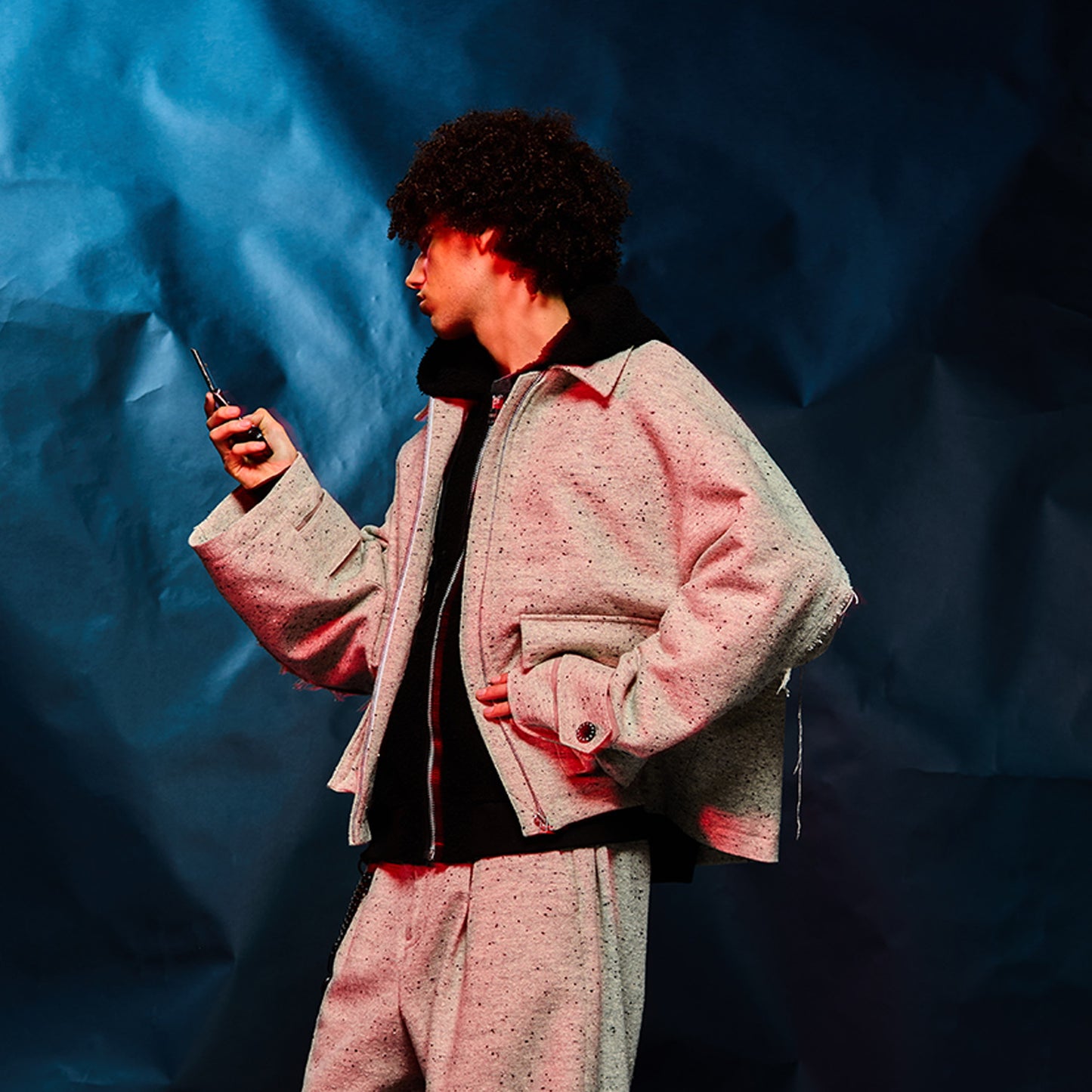 MUZE TURQUOISE LABEL -【OVERSIZED BIG WOOL BLOUSON(WHITE)】ミューズ オーバーサイズ ビッグ ウール ブルゾン ホワイト