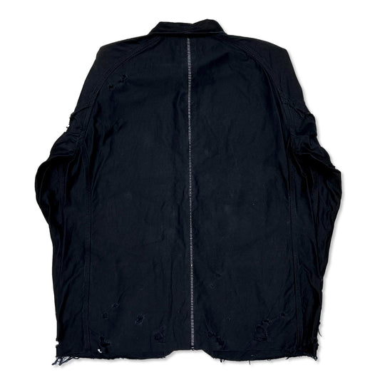MINUS -【Chore Jacket With Damaged(PIGMENT DYED MOLESKIN)(BLACK)】マイナス チョア ジャケット ダメージ ブラック