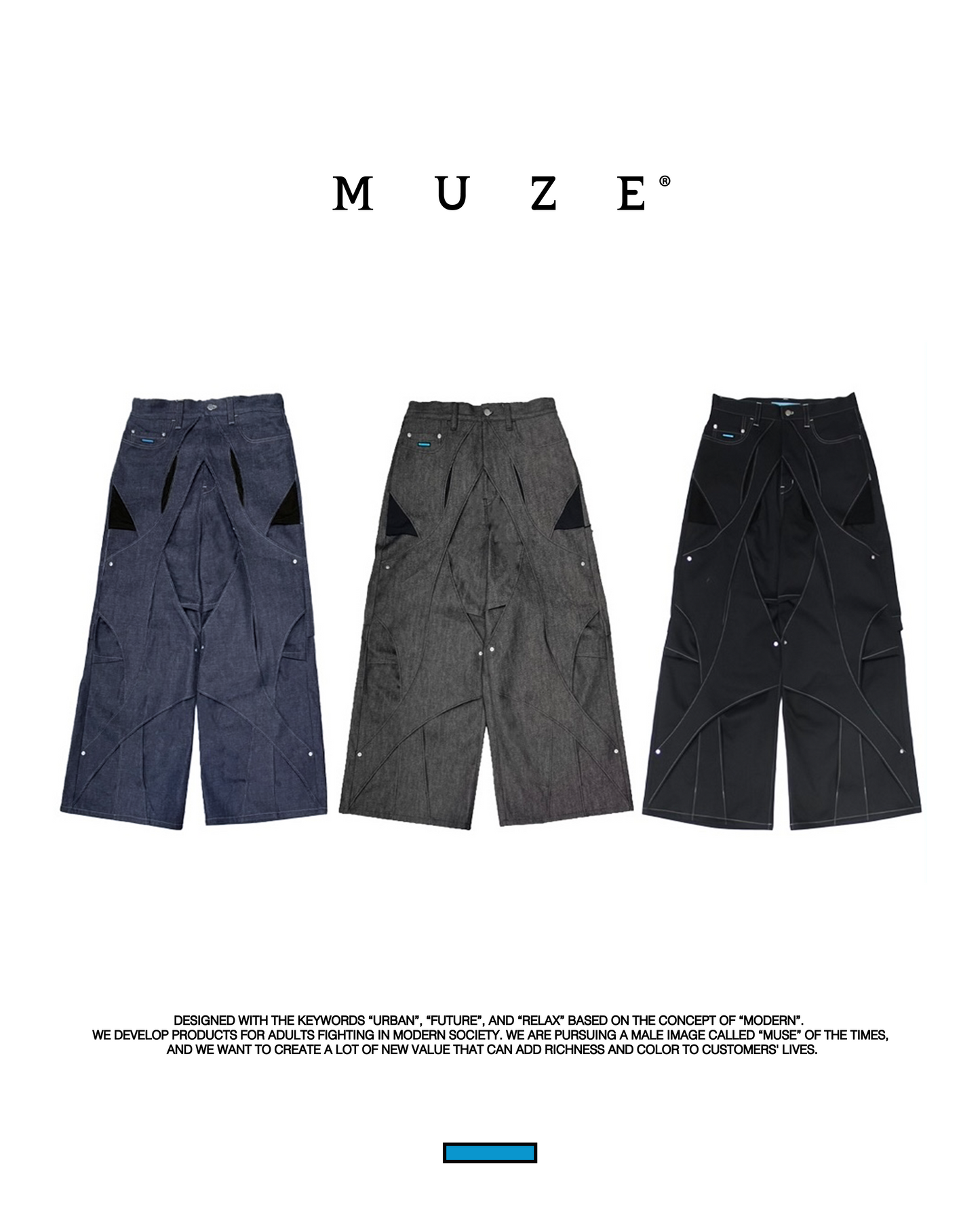 MUZE®︎ TURQUOISE LABEL -【SULFUR-DYED CHINO CROSS WIDE TROUSERS (BLACK×WHITE)】硫化染 チノ クロス ワイド トラウザー ブラック ホワイト
