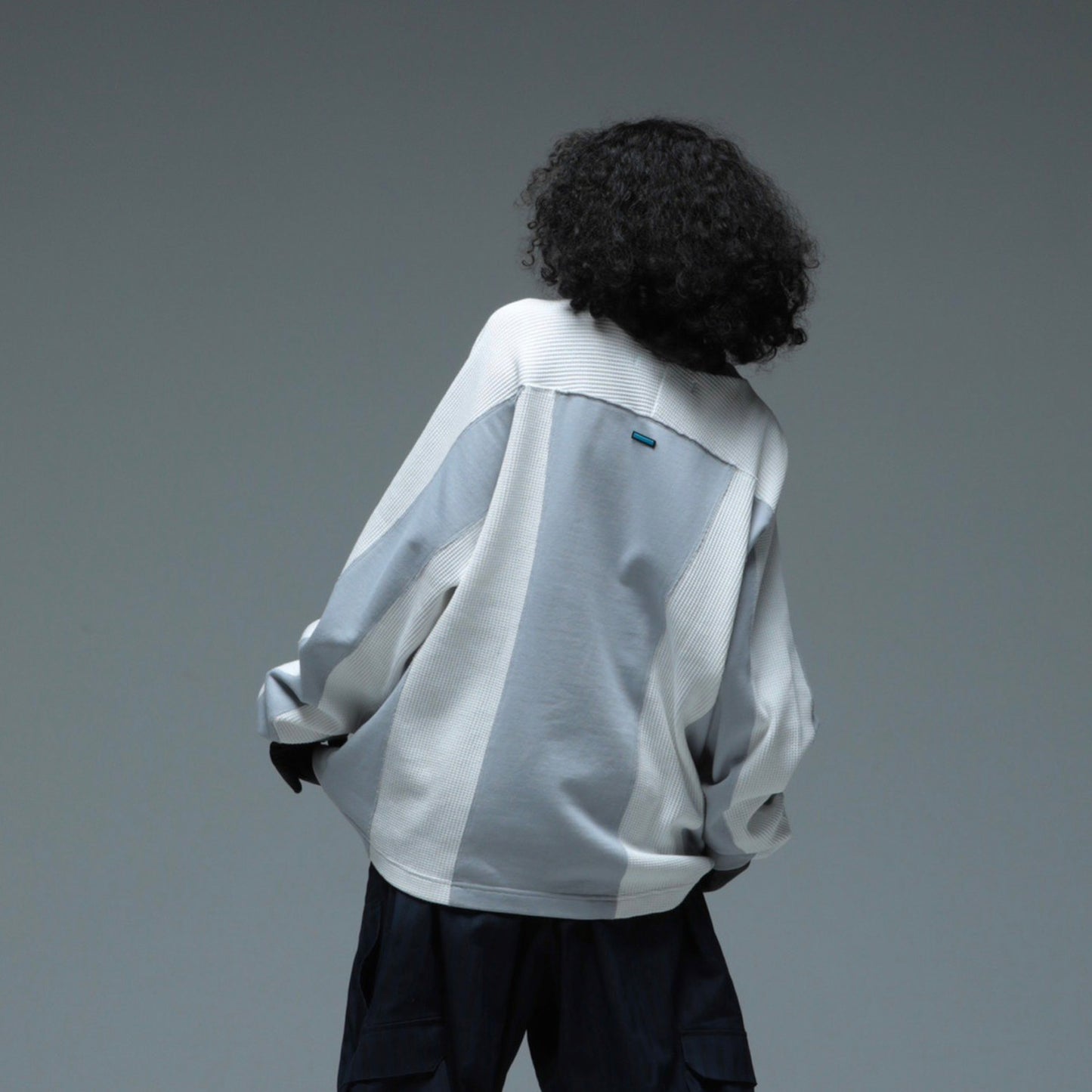 MUZE TURQUOISE LABEL - 【STRIPE HENRY NECK WAFFLE SWEAT】(WHITE×GRAY)ミューズ ヘンリーネック ワッフル スウェット ホワイト グレー