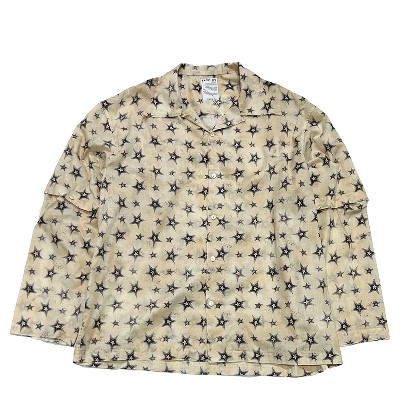FACCIES -【Twinkle Star textile Detachable sleeves SH(BEIGE)】ファッチーズ スター シャツ デタッチャブル ベージュ