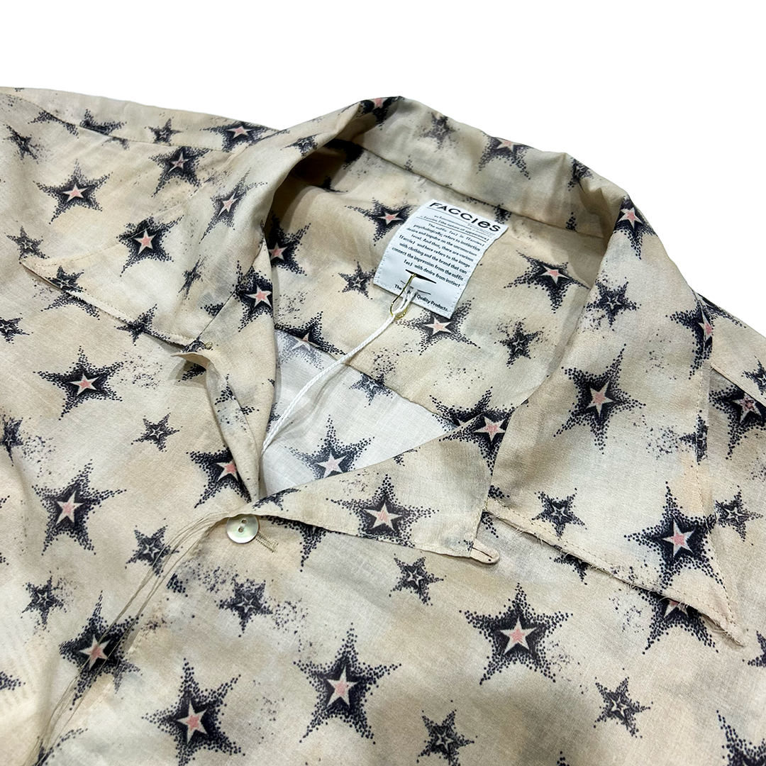 FACCIES -【Twinkle Star textile Detachable sleeves SH(BEIGE)】ファッチーズ スター シャツ デタッチャブル ベージュ