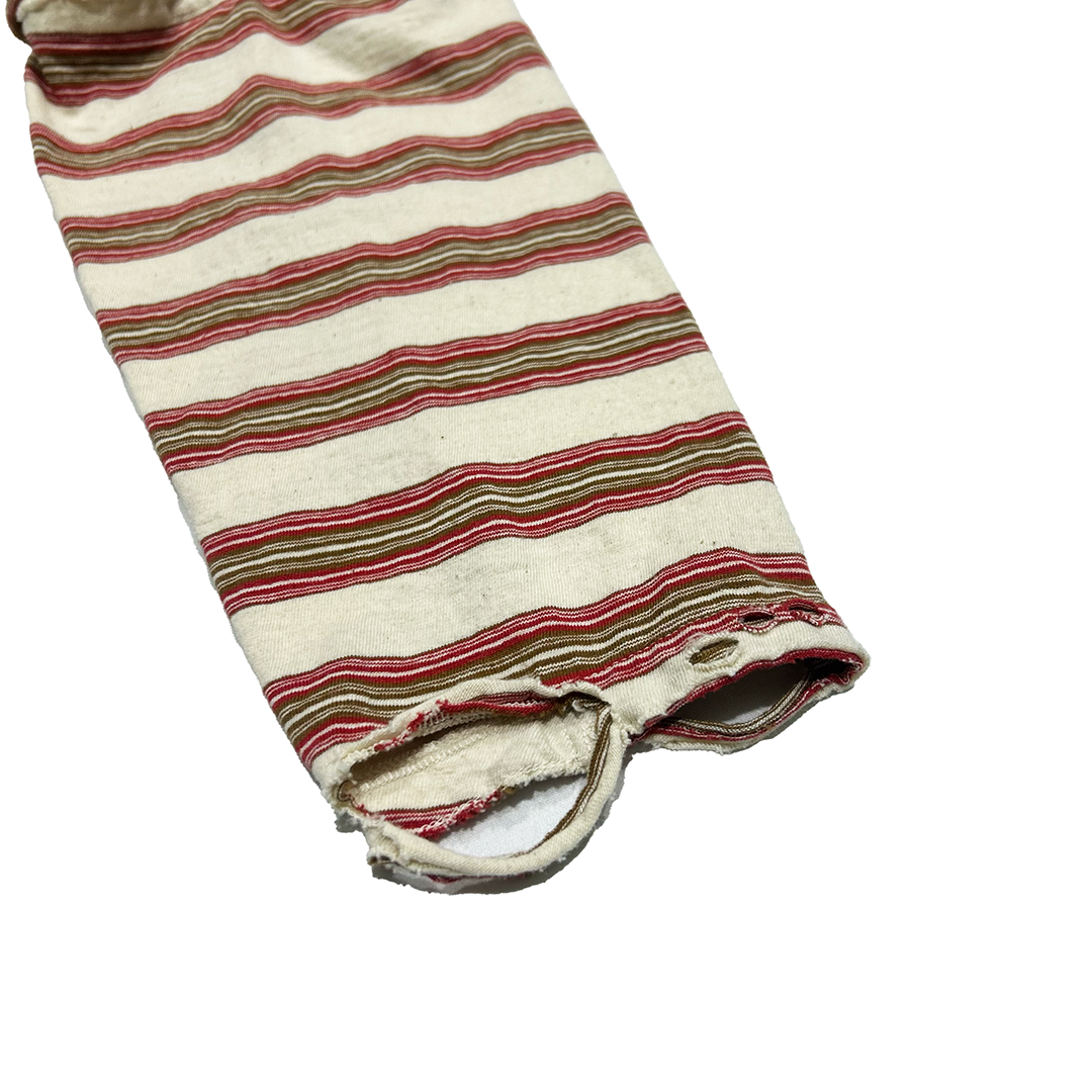 FACCIES -【Vintage Border Detachable sleeves LS (Damage)(ECRU×RED)】ファッチーズ ヴィンテージ ボーダー Tシャツ エクリュレッド