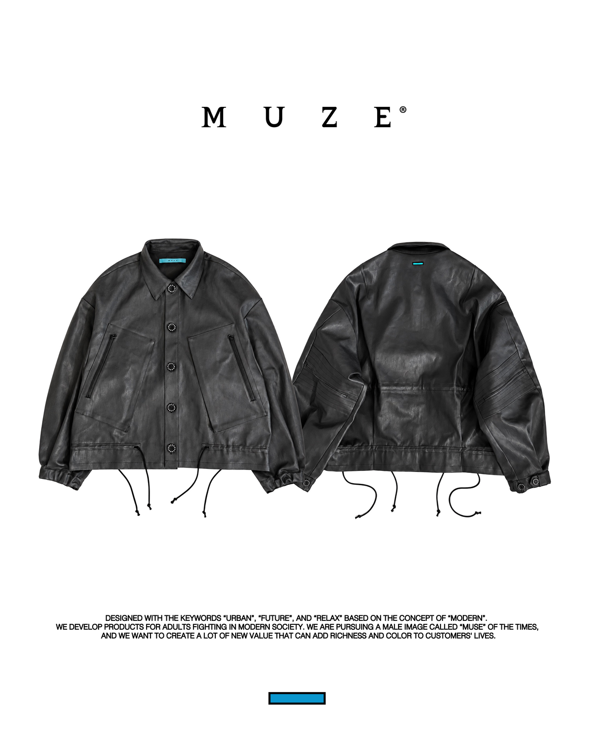 MUZE TURQUOISE LABEL -【COATING DENIM SHORT BLOUSON】ミューズ コーティング デニム ショート ブルゾン