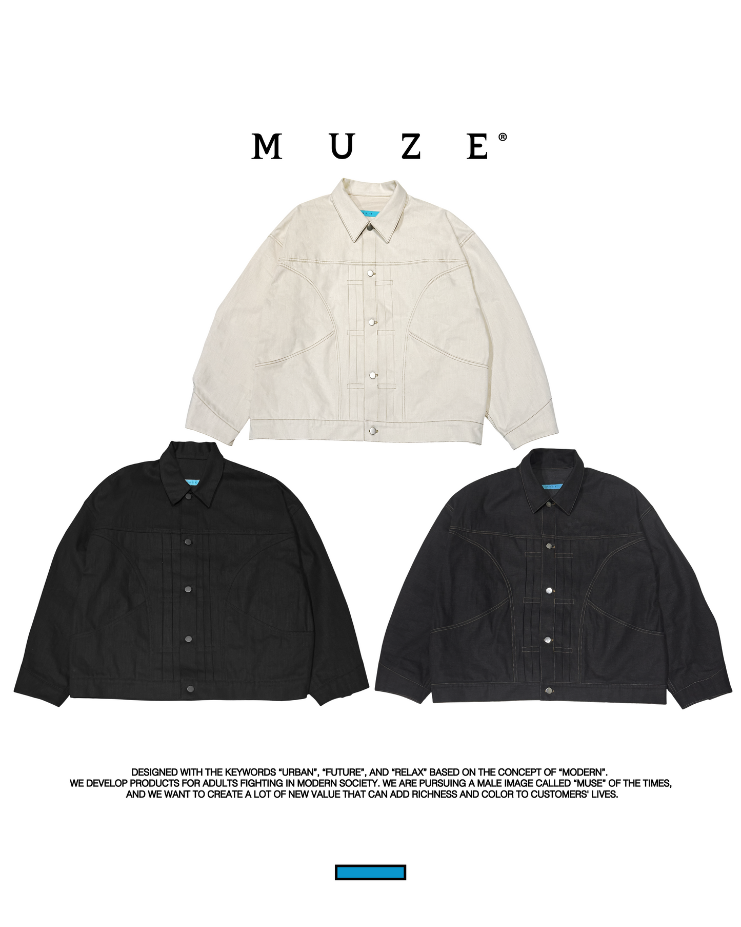 MUZE TURQUOISE LABEL - RIGID DENIM JACKET(BLACK)ミューズ リジッド デニム ジャケット ブラック