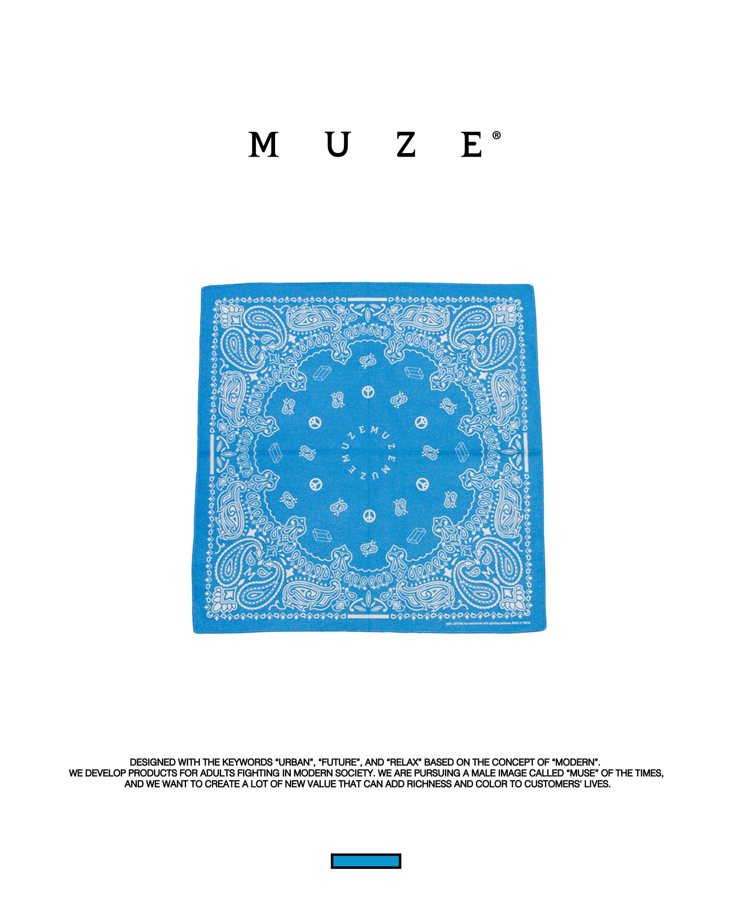 MUZE -【MUZE PAISLEY BANDANA(TURQUOISE)】ミューズ ペイズリー バンダナ ターコイズ