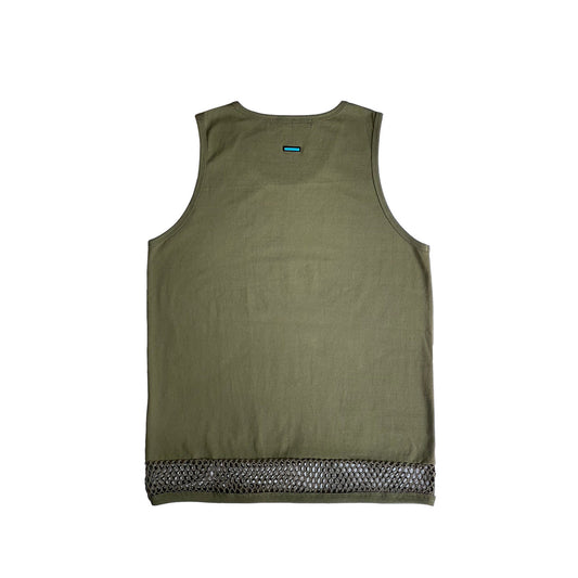 MUZE TURQUOISE LABEL - HEM MESH TANK TOP(KHAKI) ミューズ タンクトップ メッシュ 切り替え カーキ