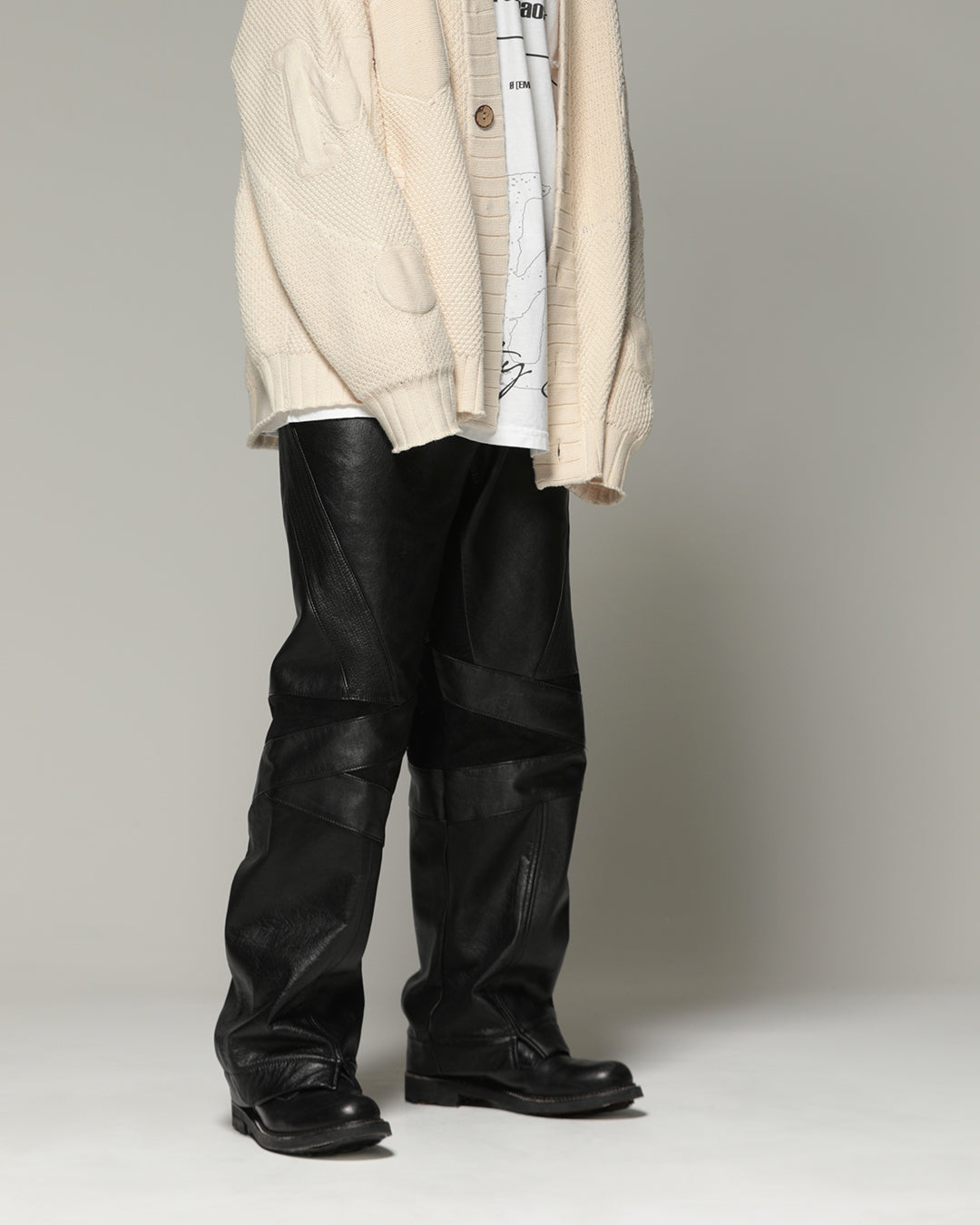 MUZE TURQUOISE LABEL - CIRCUIT WIDE LEATHER TROUSERS(BLACK) ミューズ 2022年秋冬コレクション レザー トラウザーズ ブラック